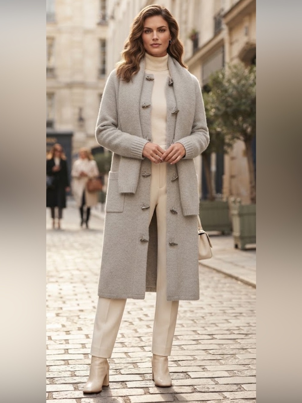 Lauren Ralph Lauren Wool Cashmere Angora Toggle Sweater Coat Gray Size L